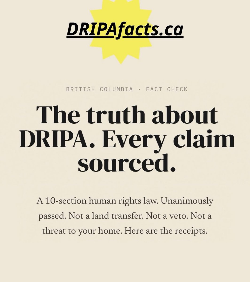 Now that the far-right in British Columbia (backed by Alberta and US oil oligarchs) are attacking Indigenous rights and fear mongering about DRIPA with misinformation and the NDP is waffling, it’s time to know the facts, from dripafacts.ca 🧵