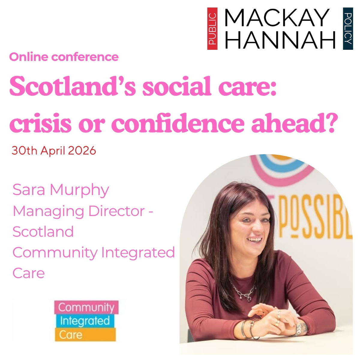 MacKayHannah's tweet image. Sara Murphy (Community Integrated Care) - Driving innovation and person-led practice across Scotland’s #care landscape. £169 - get any 3rd place half price. Find out more ow.ly/uUZM50YcJ4j