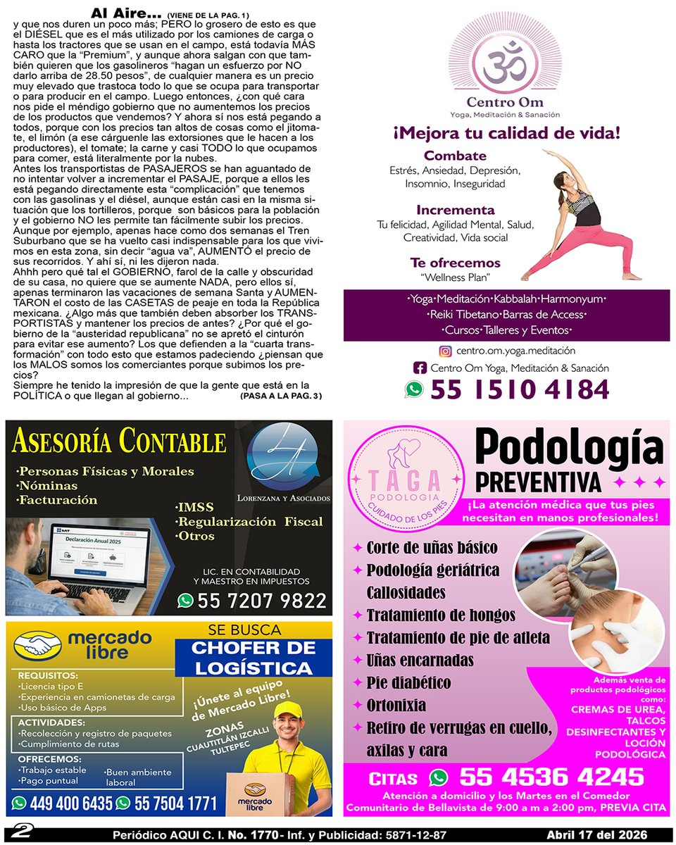 periodicoAQUI's tweet image. #Yoga #meditacion #Contadores #choferdelogistica #podologia #OmarTapia #AQUICUAUTITLÁNIZCALLI

Compártelo, puede ser de utilidad para alguien.

Nuestra Edición Completa en:
periodicoaqui.com