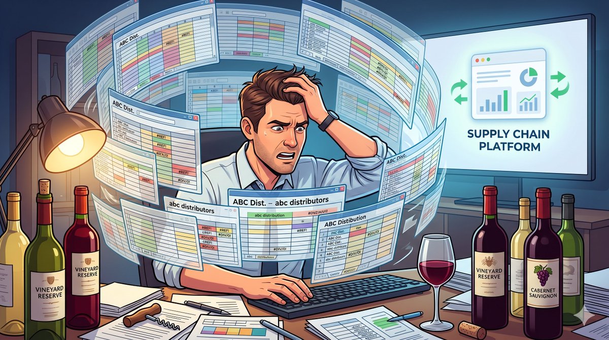 vintaflow's tweet photo. Most wine supply chains don't break suddenly.
They break through accumulation: a tab added here, a reconciliation call there, a hire to manage the coordination overhead that's quietly taken over.

https://t.co/dh8K52gMgH https://t.co/2gvMLAn7CP