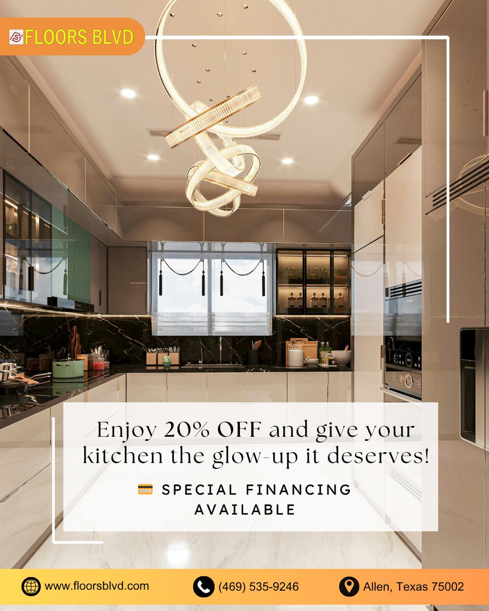 FloorsBLVD's tweet image. Give your kitchen the glow-up it truly deserves!
Enjoy 20% OFF on your kitchen remodeling and upgrade to a space that’s modern, elegant, and built for everyday living.
💳 Special financing available
📞 Book your consultation today!

#KitchenRemodel #HomeUpgrade #FloorsBlvd