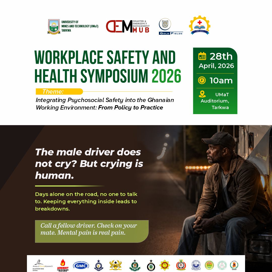 DEMHub_umat's tweet photo. ”Be strong” shouldn’t mean “be silent.”

📌Long roads, quiet nights, heavy thoughts—he carries more than cargo.

Real strength is speaking up, checking in, and reaching out.

Call a mate. Start the conversation

#UMaTForSafety #DEMHuBForSafety #GoldFieldsForSafety https://t.co/PCfCBm1N8O