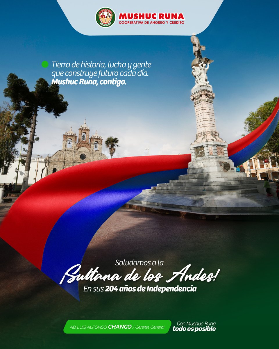 mushucrunacoac's tweet photo. Desde Mushuc Runa COAC, saludamos a #Riobamba en sus 2️⃣0️⃣4️⃣ años de independencia; reafirmamos nuestro compromiso con su gente y su desarrollo. 🤝

#MushucRuna, contigo. https://t.co/vfn4YCY6zr