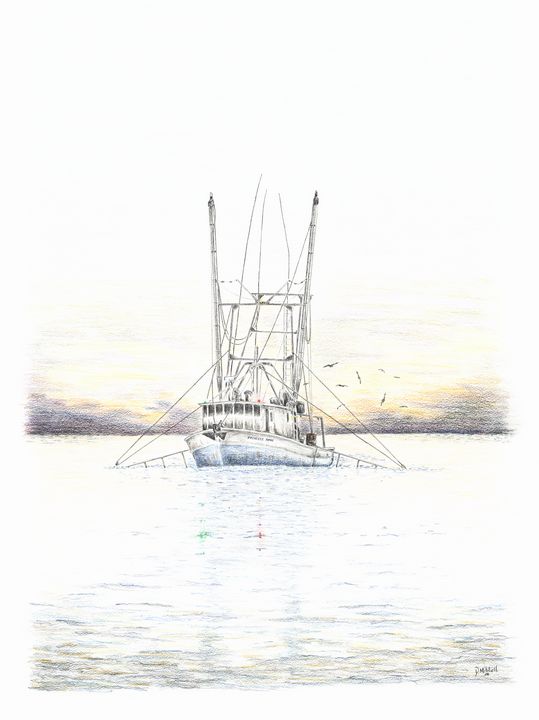 DmitchellArts's tweet photo. Art of the Day! "Sunset Trawler". Buy at: https://t.co/zhZ7s08Olm https://t.co/R1IOfDU2UX