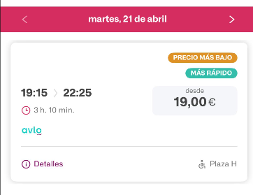 Lo de los precios de <a href="/Renfe/">Renfe</a> es una cosa... compras un billete hace 20 días, para viajar hoy, y te cuesta 39€. El mismo billete, si lo comprara ahora mismo para viajar ahora a las 19.15 está a 19€. <a href="/Transxte/">🚉Álvaro F Heredia🚅🚈🚂</a> nunca entenderé este vaivén de precios ni como funciona.