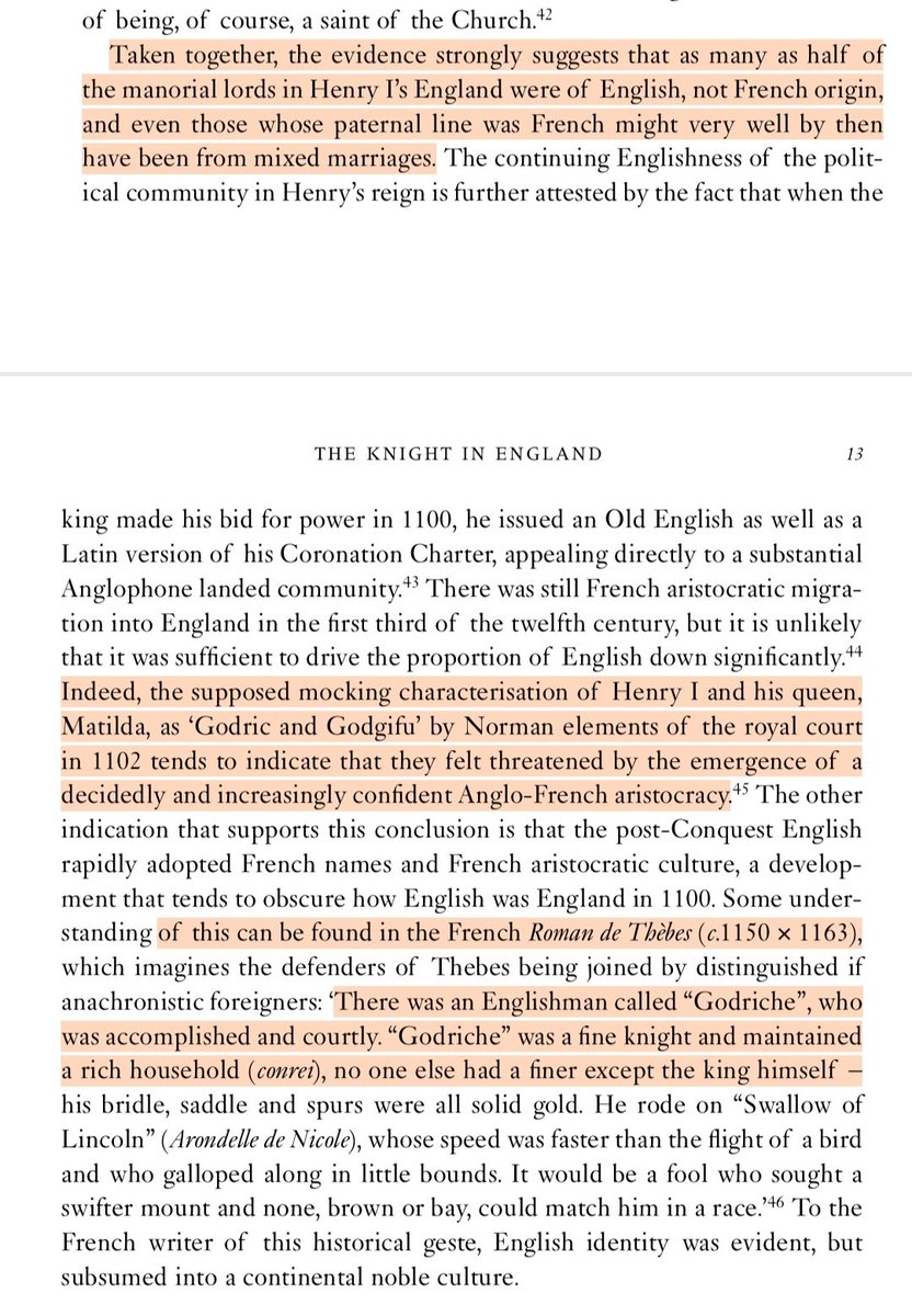 Tittat76's tweet photo. @wojtek_jk72mtk @jugram51036 @HQuarterma43504 By the reign of Henry I (1100-1135), half of the manorial lords were of English origin.

In the highest rank of non-royal nobility, Norman patrilineage became minority in the 15th century. https://t.co/vBdfqqfPkz