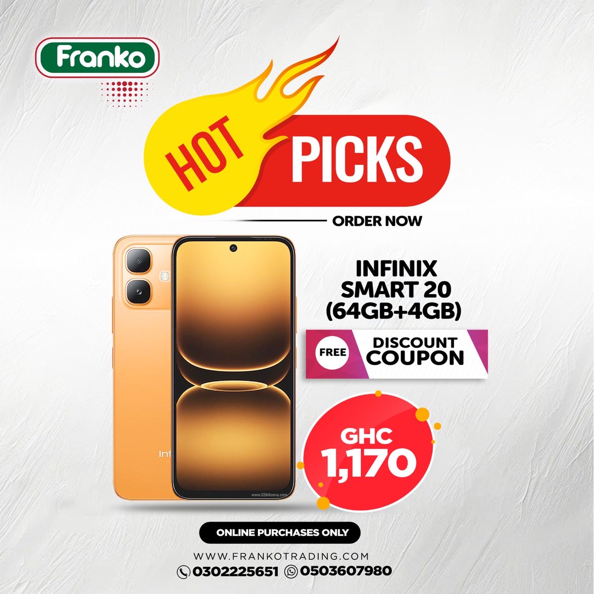 🔥 𝗛𝗢𝗧 𝗣𝗜𝗖𝗞𝗦 𝗝𝘂𝘀𝘁 𝗗𝗿𝗼𝗽𝗽𝗲𝗱! 📱💥
Grab your favorite Infinix smartphone today and enjoy exclusive Discounts with our special Coupon 💚📱

Don’t miss out 👇

📞 Call: 030 222 5651 / 024 642 2338
📲 WhatsApp: ￼050 360 7980

#InfinixMobile #infinxnoteedge #phone