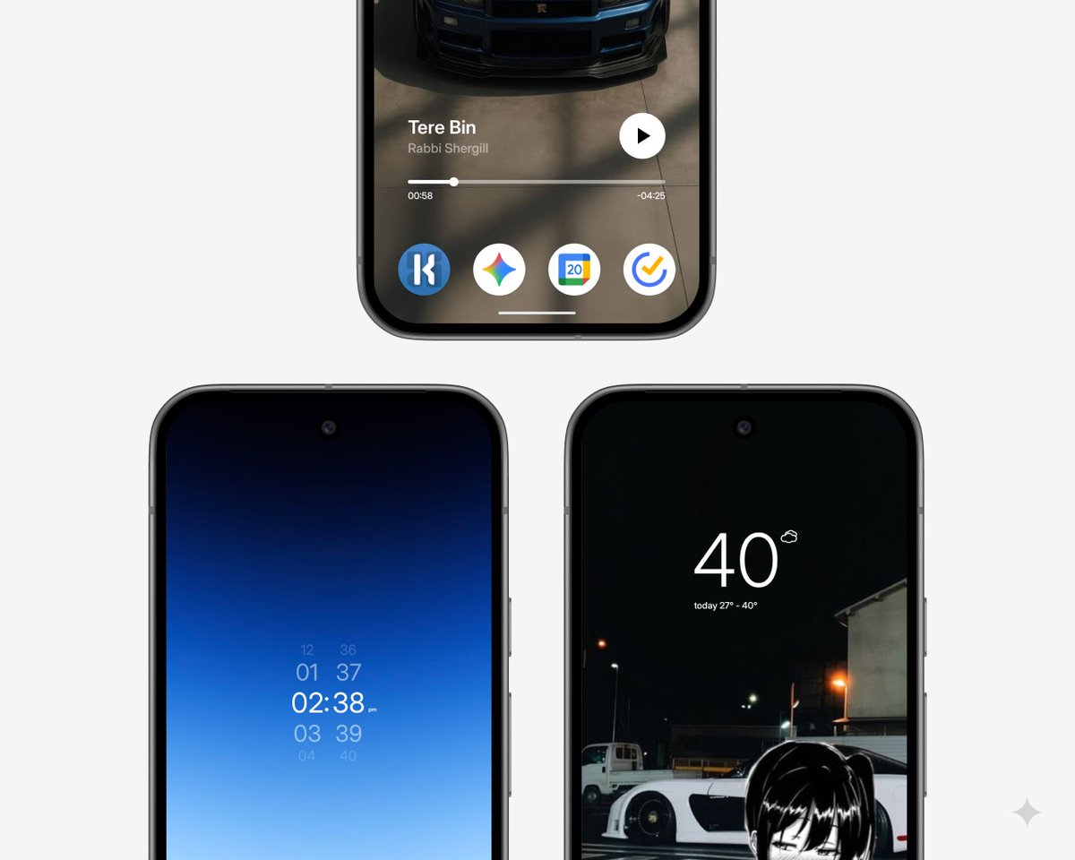 Abhishek01kr's tweet image. Neat KWGT v5.1 is live! ✨

Added 3 New Widgets (237 Total):
- Timeline Clock: Shows current time + passed/upcoming time.
- Minimal Weather: Clean, essential data.
- Music Player: Spotify-style UI with a "time left" countdown.

#KWGT #Widget #Setup