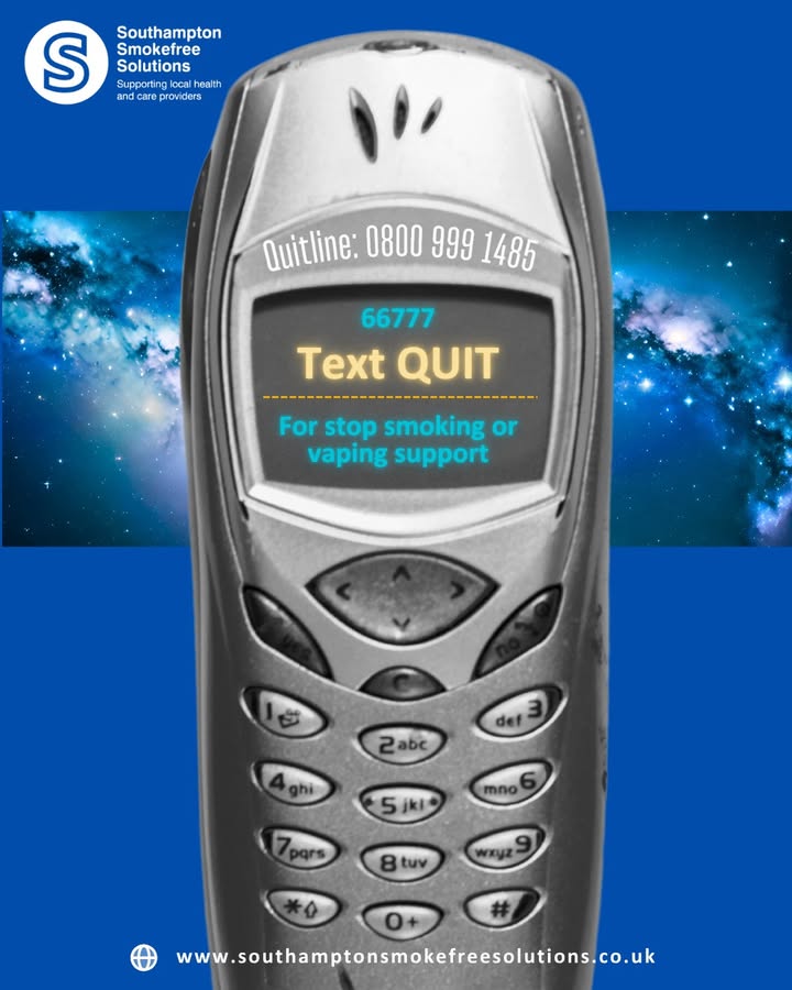 s_smokefree's tweet image. Getting support to stop smoking is available through our text service. 
📱Text: QUIT to 66777. 

✅ Free stop smoking, stop vaping service
✅ NRT, medication or free vape starter kit
✅ Fully trained staff
✅ Increased chances of success

#Southampton #Quit #StopSmoking #Free
