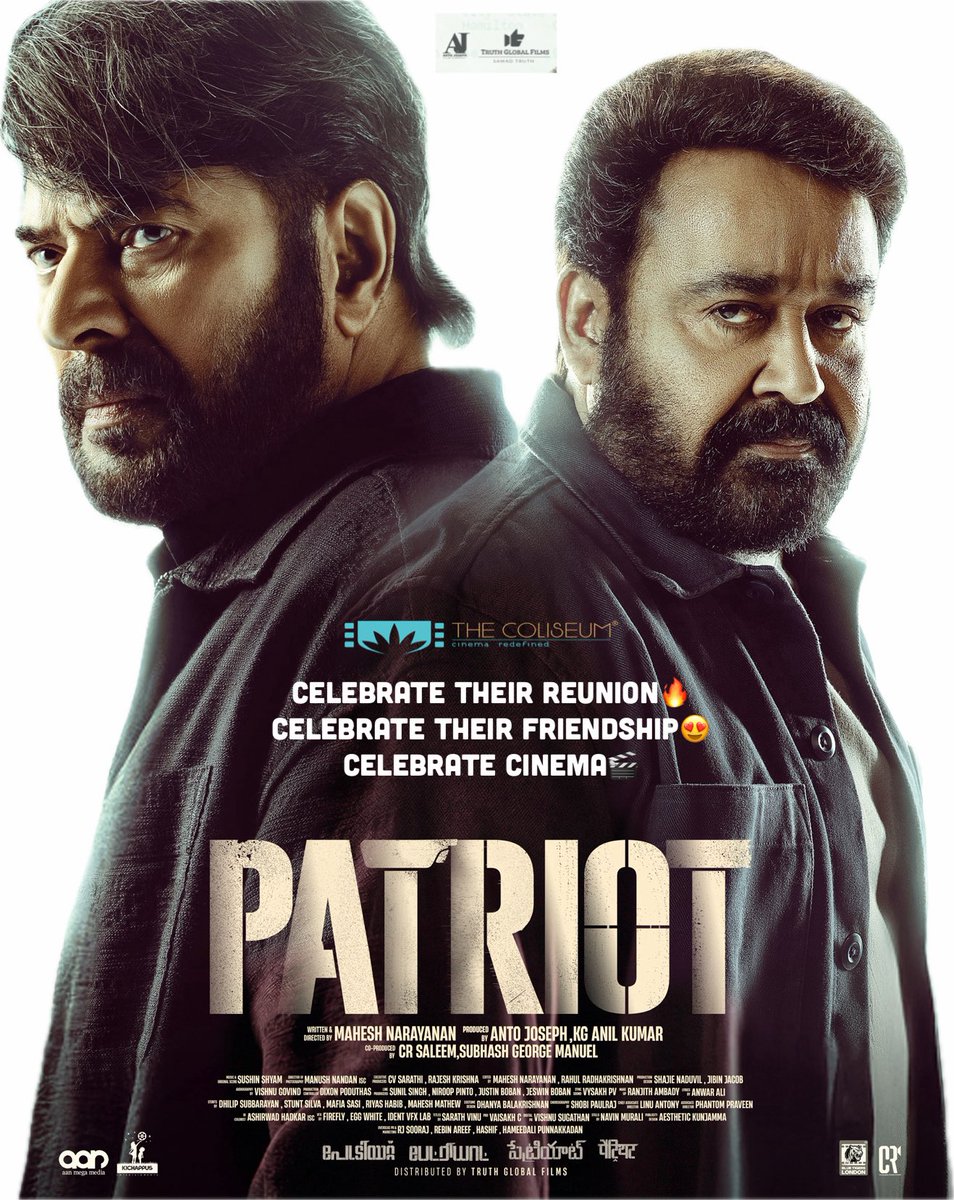 SgColiseum's tweet photo. Celebrate their reunion 🔥
Celebrate their friendship 😍
Celebrate the true spirit of cinema 🎬

“PATRIOT” From May 1st 2026 Worldwide 🎊

Brought to Singapore Screens by Singapore Coliseum ⭐️⭐️⭐️⭐️⭐️

#AntoJosephFilmCompany #TruthGlobalFilms https://t.co/1nmoCJrhfx