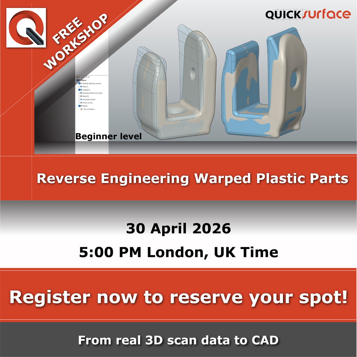 New to Scan-to-CAD? Join our beginner workshop and learn how to turn 3D scans into CAD 👇
 zoom.us/webinar/regist…

#QUICKSURFACE #ScanToCAD #ReverseEngineering #3DScanning #CAD #Manufacturing #ProductDesign #MechanicalEngineering #meshtoCAD