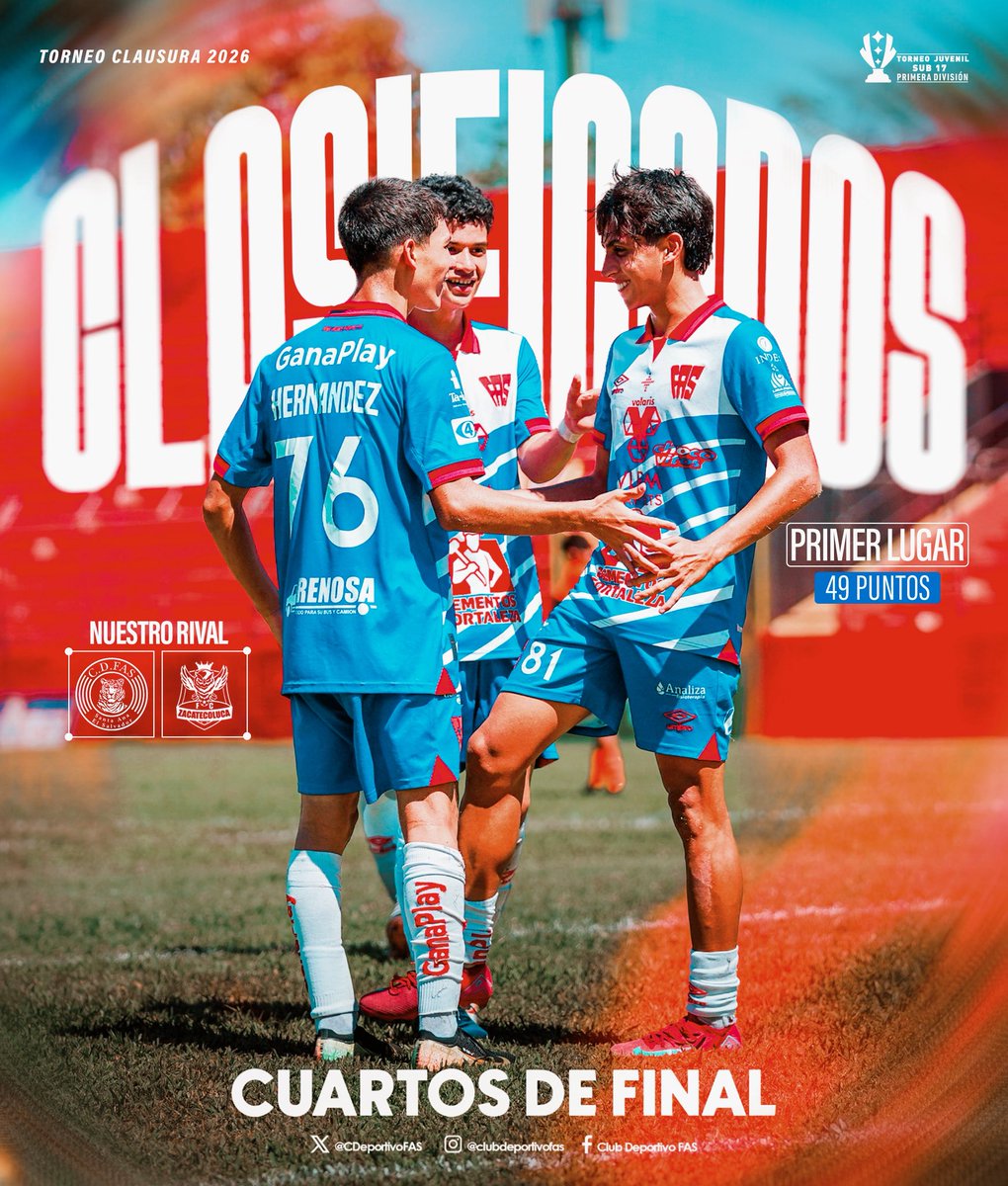 𝑫𝒆𝒔𝒅𝒆 𝒂𝒃𝒂𝒋𝒐 𝒔𝒆 𝒄𝒐𝒏𝒔𝒕𝒓𝒖𝒚𝒆 𝒍𝒂 𝒈𝒓𝒂𝒏𝒅𝒆𝒛𝒂. 🔝 
Nuestra #SUB17 se clasifica como líder y apunta fuerte en cuartos de final.
¡Orgullo tigrillo! 🐯🔥

#cdfas #tigrillos