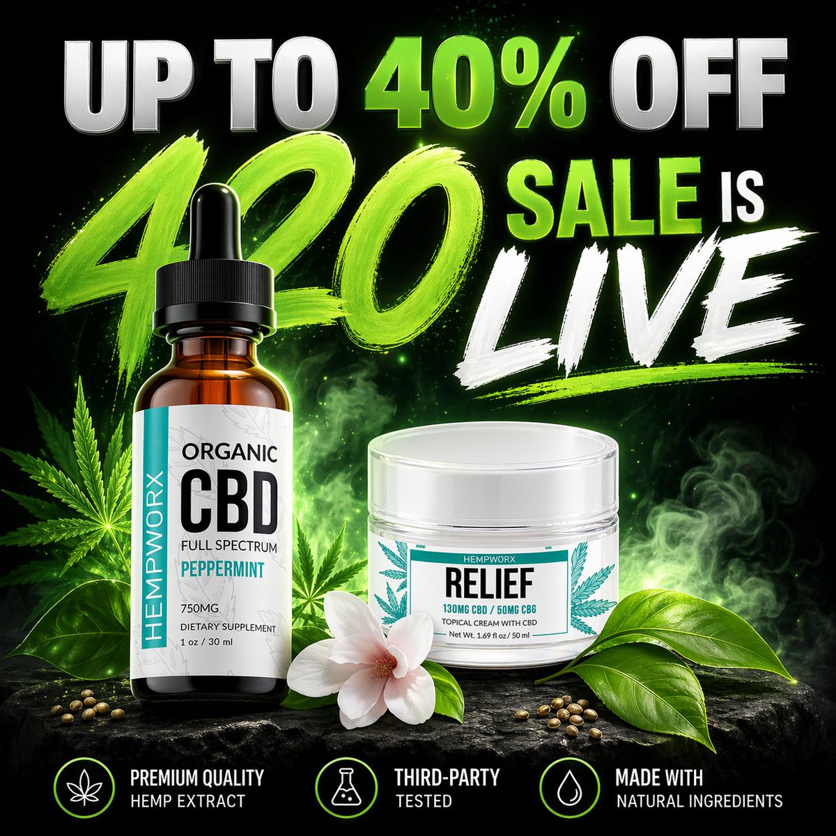 hempdoeswork's tweet image. Day 2 of the 420 Sale is LIVE 🌿
This is the biggest HempWorx sale of the year—and it’s happening right now.
hempdoeswork.com
Don’t wait—these are two of the first to sell out.
#HempWorx #CBDOil #ReliefCream #420Sale #CBDWellness #PainRelief #HempDoesWork #CBDProducts