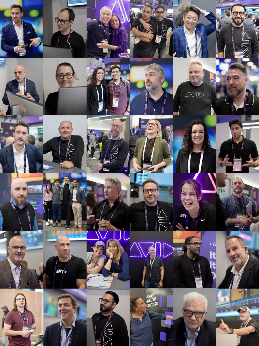 Avid's tweet image. 💜 This is #TeamAvid at NAB 2026! Smiles, laughs, real conversations—and some seriously cool demos in between. Meet the people who make media magic at Booth N2226 

▶️ avid.com/nab

#avid #nab2026 #nabshow #nab #avidcontentcore #newsproduction #broadcast #media