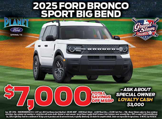 PlanetFord45's tweet image. Shop #GrandSlam $avings that step up to the plate  ⚾ at #PlanetFord in #Spring. Check out the adventure-ready #Ford #BroncoSport. It's built for the daily drive &amp;amp; extra innings off the beaten path. Don’t get left on deck—drive off a winner!
📍 I-45
👉 PlanetFord45.com