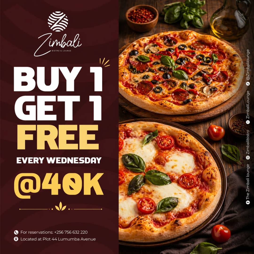 *BOGO pizza Wednesdays at Zimbali. 40K for two. 
Free delivery in town if you order by 12PM.*
📍 Lumumba Avenue | 0756 632 220*
#pizzawednesday #zimbalilounge