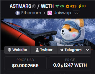 astmarsoneth's tweet photo. 🔥We are in Dexscreener trending #13🔥

⚡️10x Boosted⚡️ https://t.co/O16acIOdlA