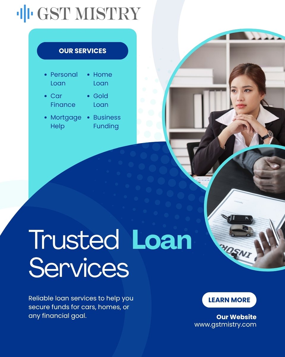 gstmistry's tweet image. Trusted loans, tailored for your goals. 💼
From personal to business funding — we’ve got you covered with reliable solutions.
#LoanServices #FinanceHelp #BusinessFunding #HomeLoan #CarFinance #GSTMistry #FinancialSolutions