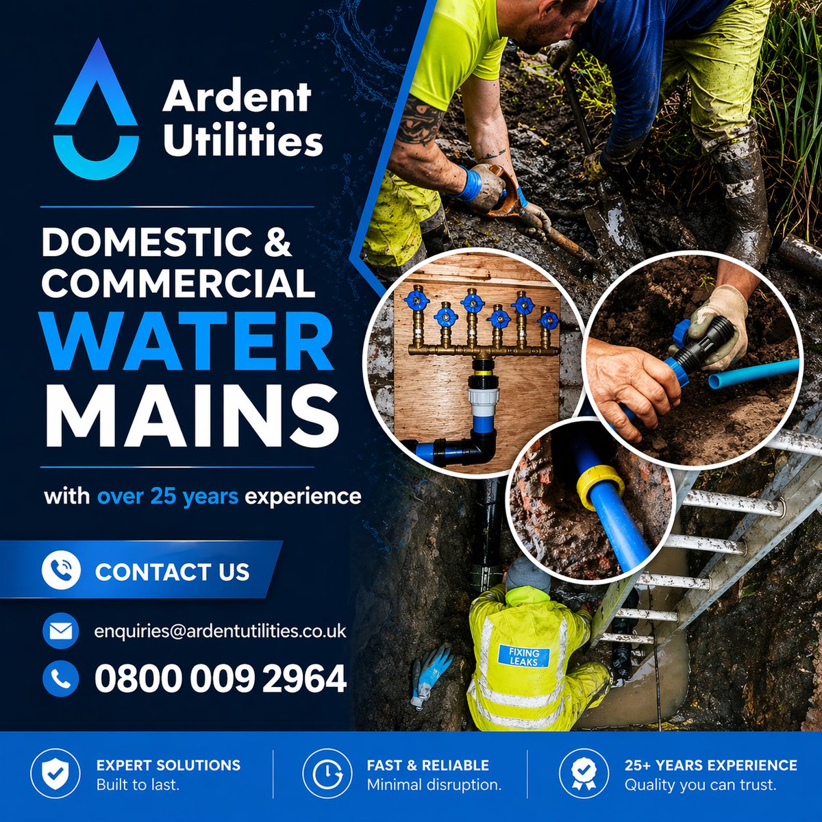 ArdentUtilities's tweet image. Domestic &amp;amp; Commercial Water Mains with over 25 years experience 
#WaterMains #Utilities #UndergroundUtilities #WaterInfrastructure #LiverpoolBusiness