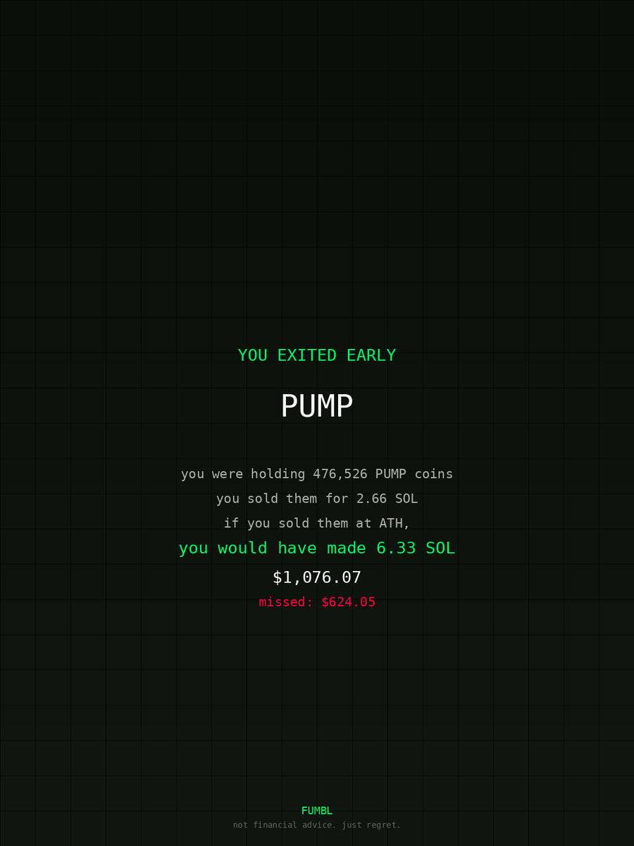 Tanzeem7's tweet image. Went to fumbledbags.com and saw I missed generational wealth on $PUMP 
coulda retired the fam 

8FtafPHhmYVtKQYrbNs4ZSS2Hwykw5dJ3t1JtGsC5yBx 
#rainbow
#names