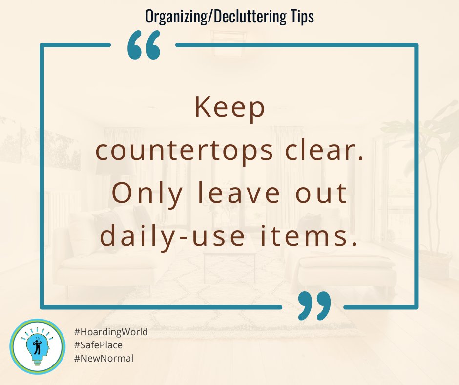 HoardingWorld's tweet image. Keep countertops clear. Only leave out what you use daily.
Clear spaces can help calm your mind and make your home feel more manageable.
Little changes can create big relief over time.
#OrganizeYourLife #HoardingWorld #AskAngelaBrown