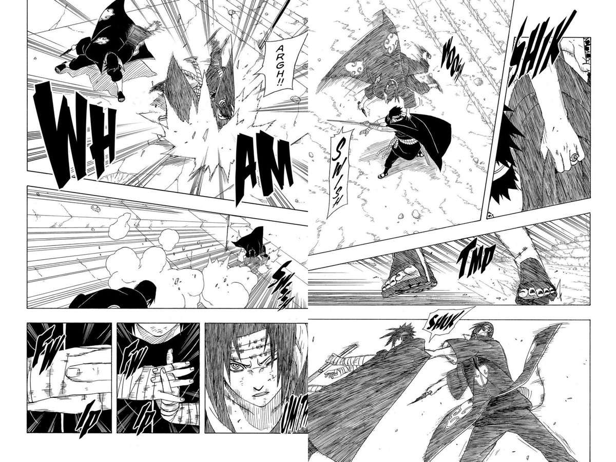 I'll always be the BIGGEST FAN of KISHIMOTO when it comes to giving action panels a realistic flow, a truly top tier reading experience. His choreography captures every bit of motion step by step, like it's straight up animated 

Kishimoto over Toriyama all day [1/3]