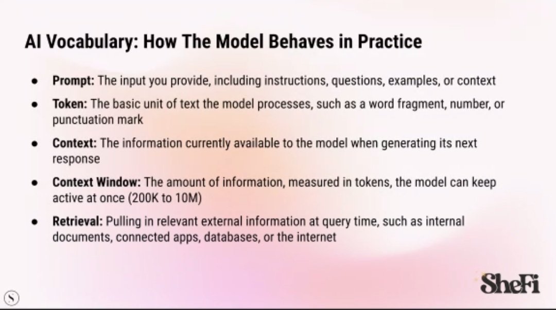 ruth_ekanem's tweet photo. Last week of class at @shefiorg, and @maggielove_ is taking us on a special AI class.

 She's primarily showing us how we can use AI to do what we'd normally take hours and a lot of brain work to do in minutes, using prompts with context.

So many things to relearn in this class. https://t.co/anF3mPdION