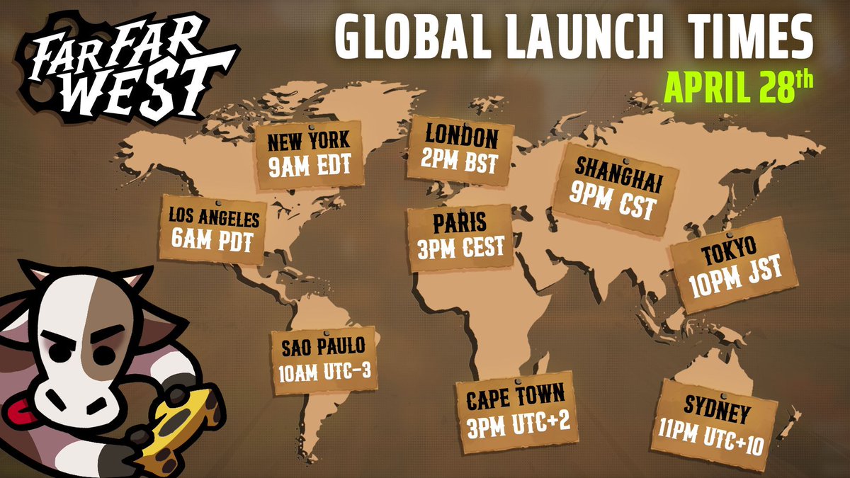 FarFarWestGame's tweet photo. the exact time FFW will launch into EA across the globe! 🗺️ https://t.co/LlcLYW7Oaz