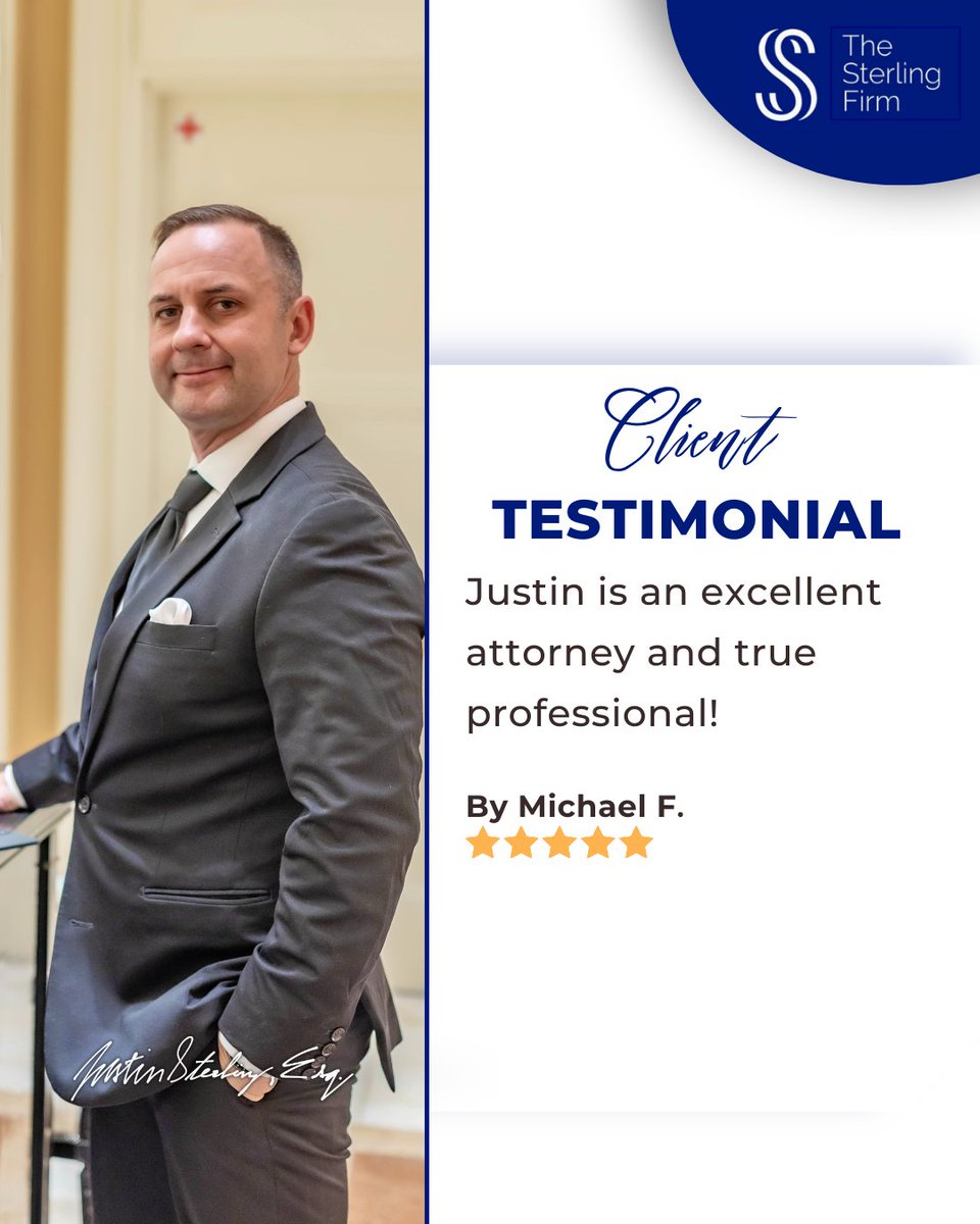 TheSterlingFirm's tweet image. Trusted results. Real client feedback. ⭐️ We highly value the feedback from our clients regarding our professionalism and results.📞 Call/Text (310) 498-2750 Toll Free (844) 4-GETLEGAL #ClientTestimonial #TheSterlingFirm #Lawyer #LegalSupport #TrustedCounsel