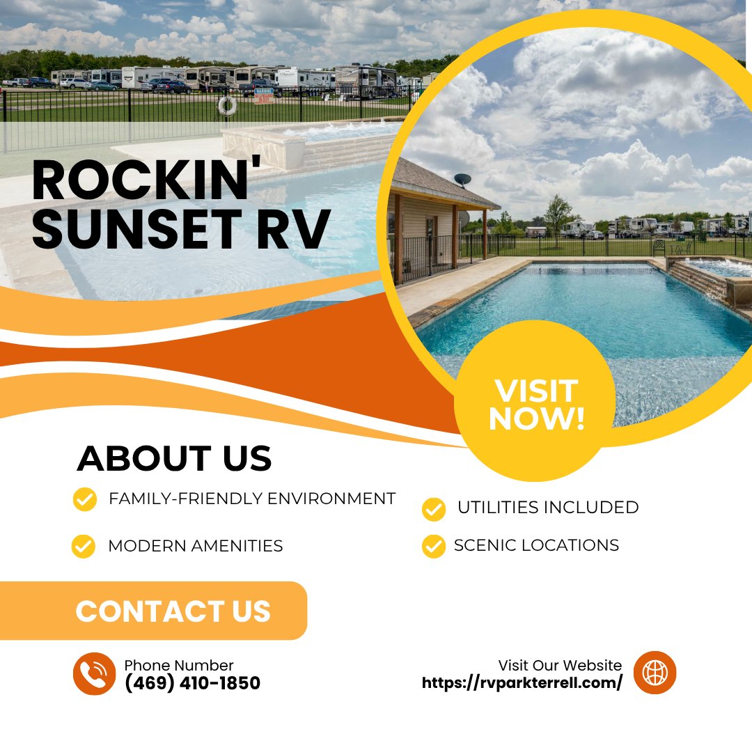 RockinSunsetRV's tweet photo. We take pride in offering one of the most relaxing RV resorts where comfort meets adventure. Our team ensures every guest enjoys a premium experience from arrival to departure. Schedule your visit now to discover your next escape. #RVResorts
https://t.co/f2BbcZa6WU https://t.co/UTZKj253d9