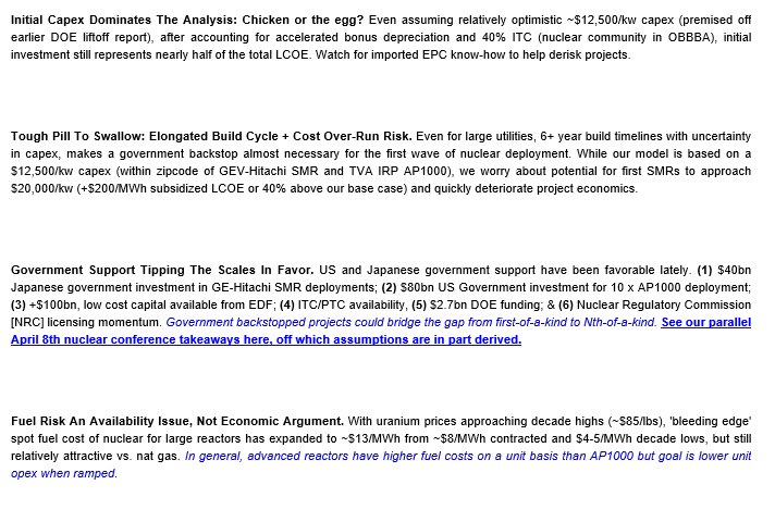 mmm_btus's tweet image. Change my mind: Nuk is a stupid generation source

-$180/mwh lcoe w/o ITC (existing tech)
-$20,000/kw for SMR lol
-6 yr capex profile 
-fuel now up to $13/mwh… compare that to a 6.5 HR ccgt… if uranium bulls are right we are not gonna dispatch these @ 99% cf

#POWER #natgas