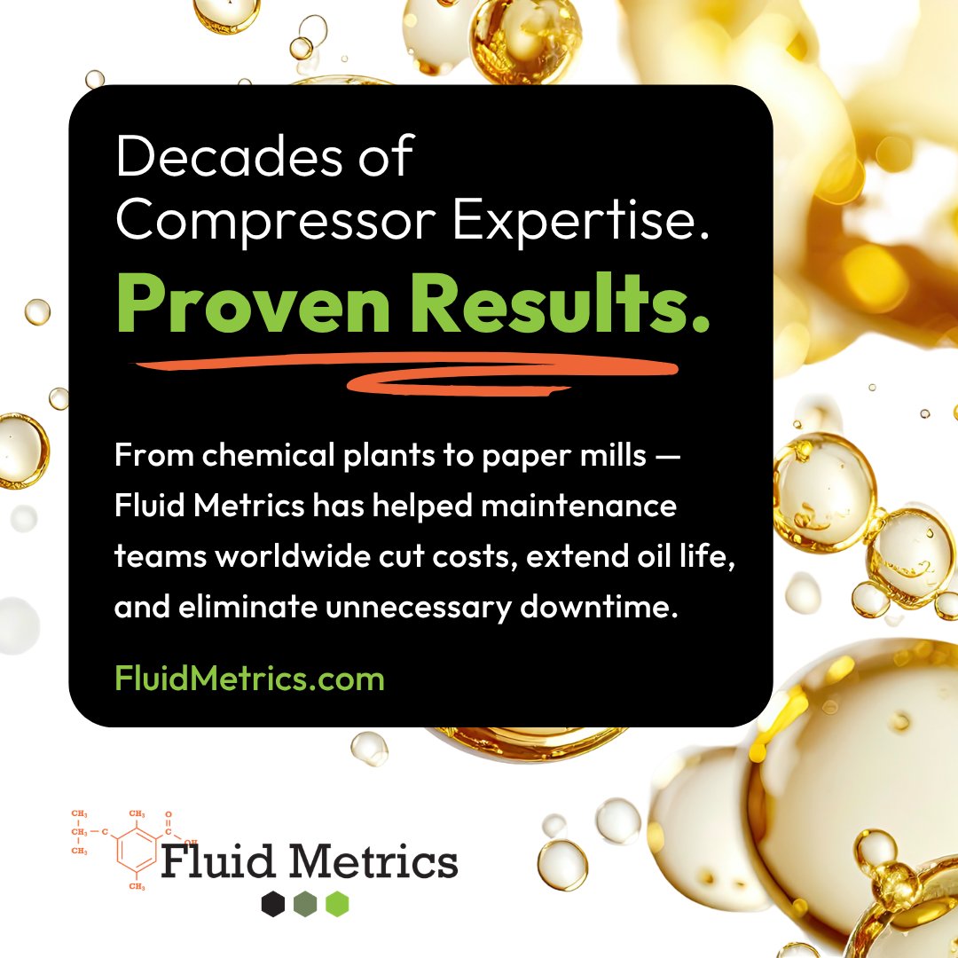 fluid_metrics's tweet photo. For 60+ years, compressors had routine oil changes. Fluid Metrics built a smarter system with real data and engineers. When uptime counts, experience matters. 👉 https://t.co/qrSlTmzr5J #CompressorMaintenance #IndustrialReliability #PlantEngineering https://t.co/C4s93FyhxP