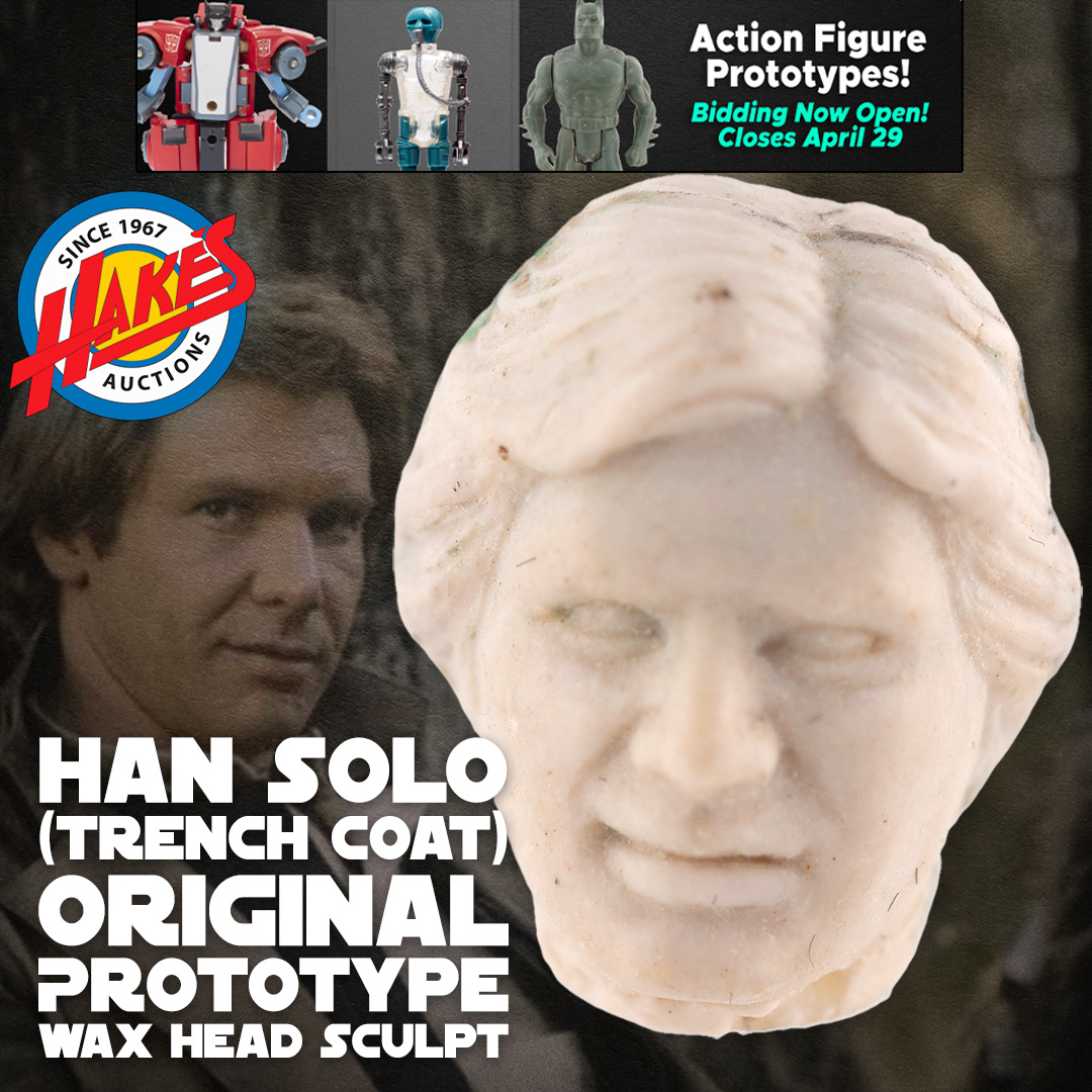 HakesAuctions's tweet image. Han Solo… but not as you know him.
This half-smiling Return of the Jedi Wax sculpt prototype is the kind of behind-the-scenes magic collectors dream about. 
Ends April 29! ow.ly/XPgv50YNwaz
#StarWars #HanSolo #ActionFigures #HakesAuctions