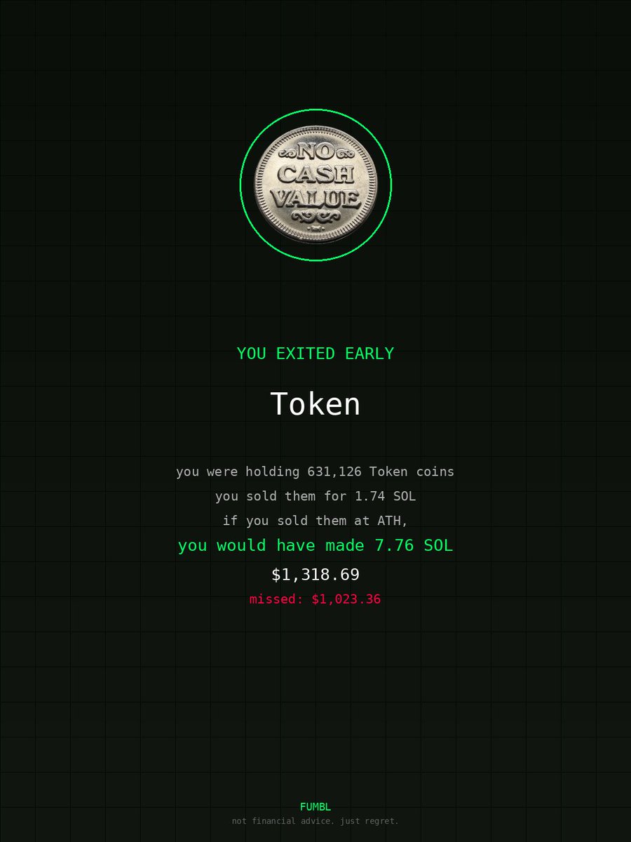 markcmeyer's tweet image. used fumbledbags.com to see how much i missed out on $Token bro actually gonna crash out                               

FzXzqsWsZh4RWSh9oYgHzrbGfhfXoati8NETM7Ebmoon
#zerion 
#annual