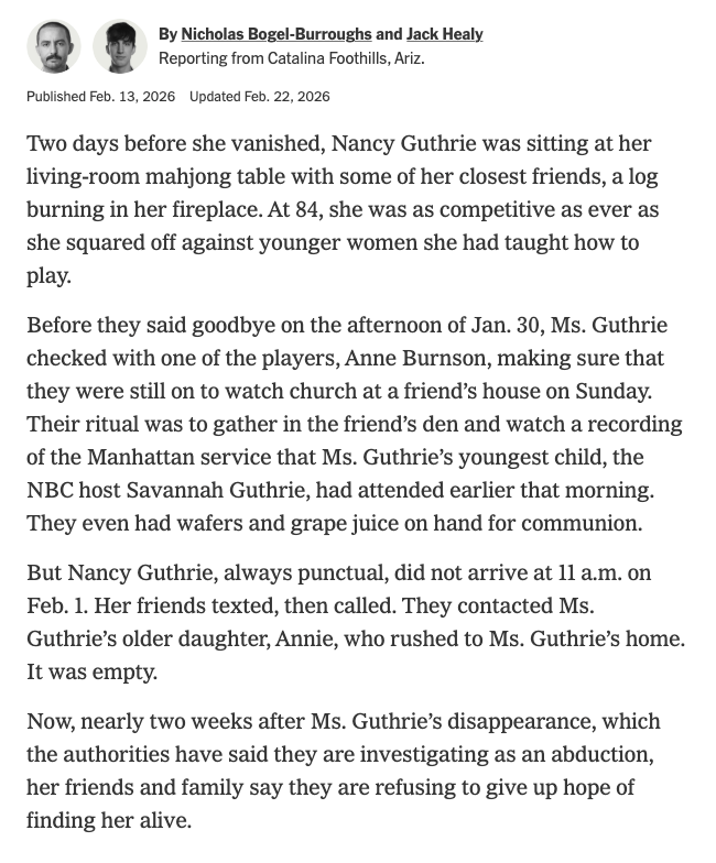 NickAtNews's tweet photo. @JLRINVESTIGATES To help the confused people in the replies, FYI this is an AI photo. But yes, she was playing mahjong with friends two days before she was kidnapped:
https://t.co/c6WIjBvSfz https://t.co/OwzFxVquGM
