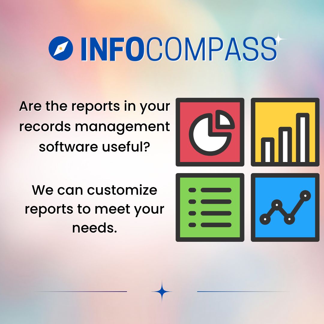 InfoCompassInc's tweet image. Are the reports in your records management software useful?
#InfoCompass can customize reports to meet your needs. 
 buff.ly/ej8OHuK 

#IRM #IDM #IRMExperts #IRMImplementers #ARMA #iManage #InfoGov #InformationGovernance #InfoSec #RecordsManagement #lawfirms #law