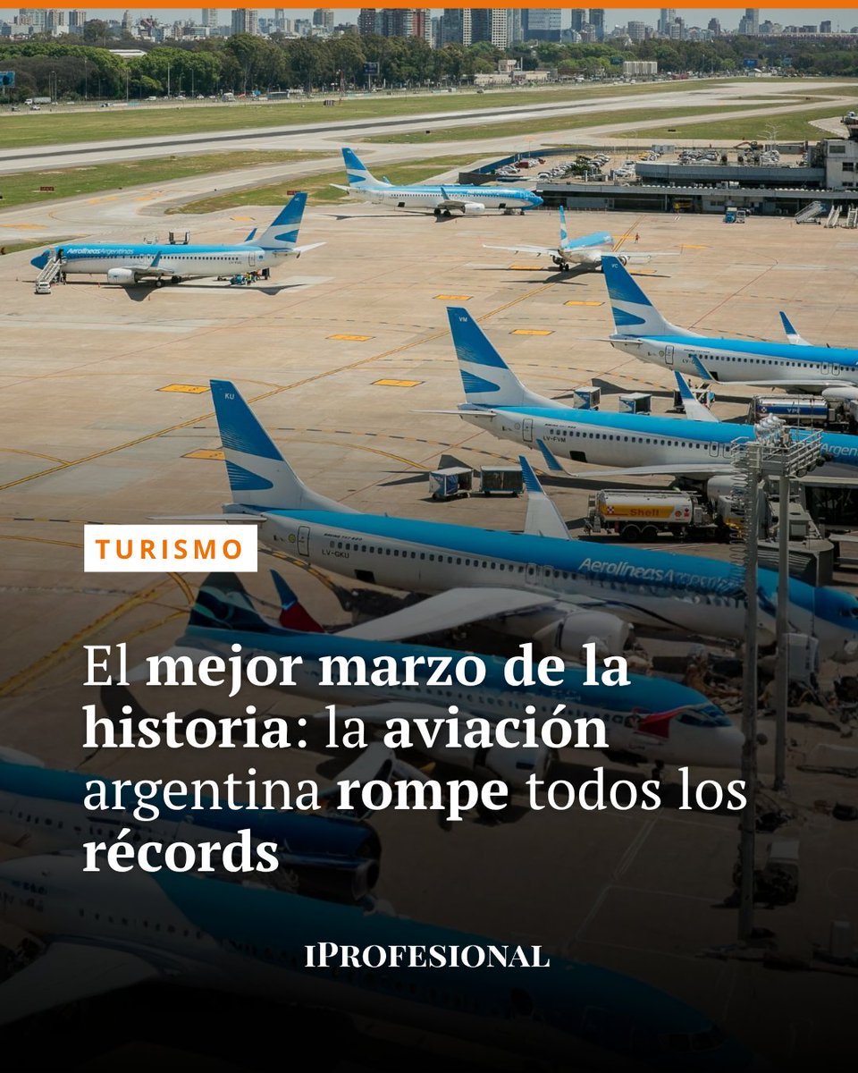 iProfesional's tweet image. ✈️ Marzo 2026 fue el mejor mes de la historia para la aviación argentina: récord de 2,9M pasajeros entre cabotaje e internacional. Aerolíneas y low cost lideraron el crecimiento.

🔗 Leé la nota 👉🏻 mrf.lu/XcTs

#Turismo #Aviación  #Récord