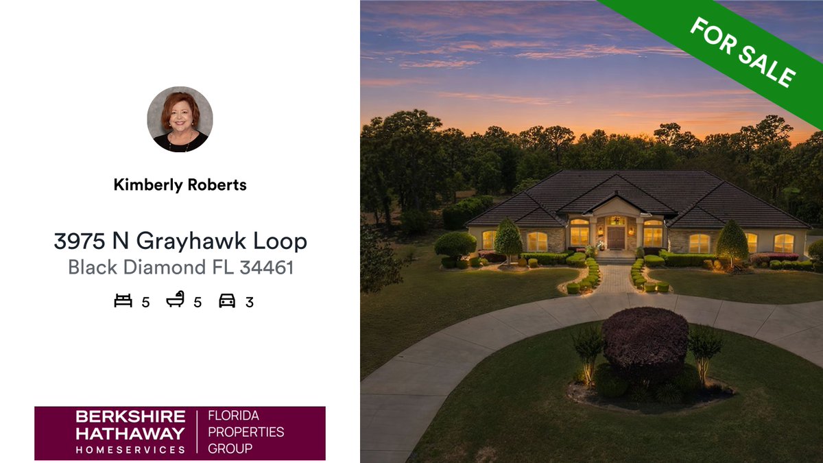 KimKnowsHomes's tweet photo. 🛌 5 🛀 5 🚘 3
📍 3975 N Grayhawk Loop, Black Diamond, FL, 34461

My latest listing on RateMyAgent.

https://t.co/4hvS0qYIPP

...
#ratemyagent #realestate #Berkshire_Hathaway_HomeServices_Florida_Properties_Group_Spring_Hill_ https://t.co/gmCWawTHXb