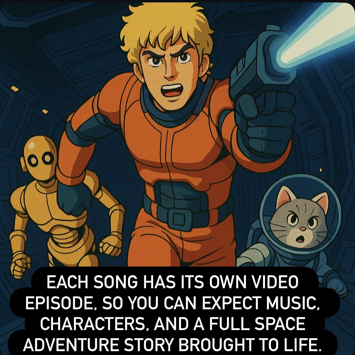 Bitapart's tweet photo. King Of Space is a retro sci fi anime series and a synthwave ep of the same name. For every song there is a video of the series showing the space adventures of the King Of Space reminiscent of retro 80s tv series. 
#scifianime #synthwave #chiptunes #80stv #80scartoon #80sanime https://t.co/bLtheKNQvU