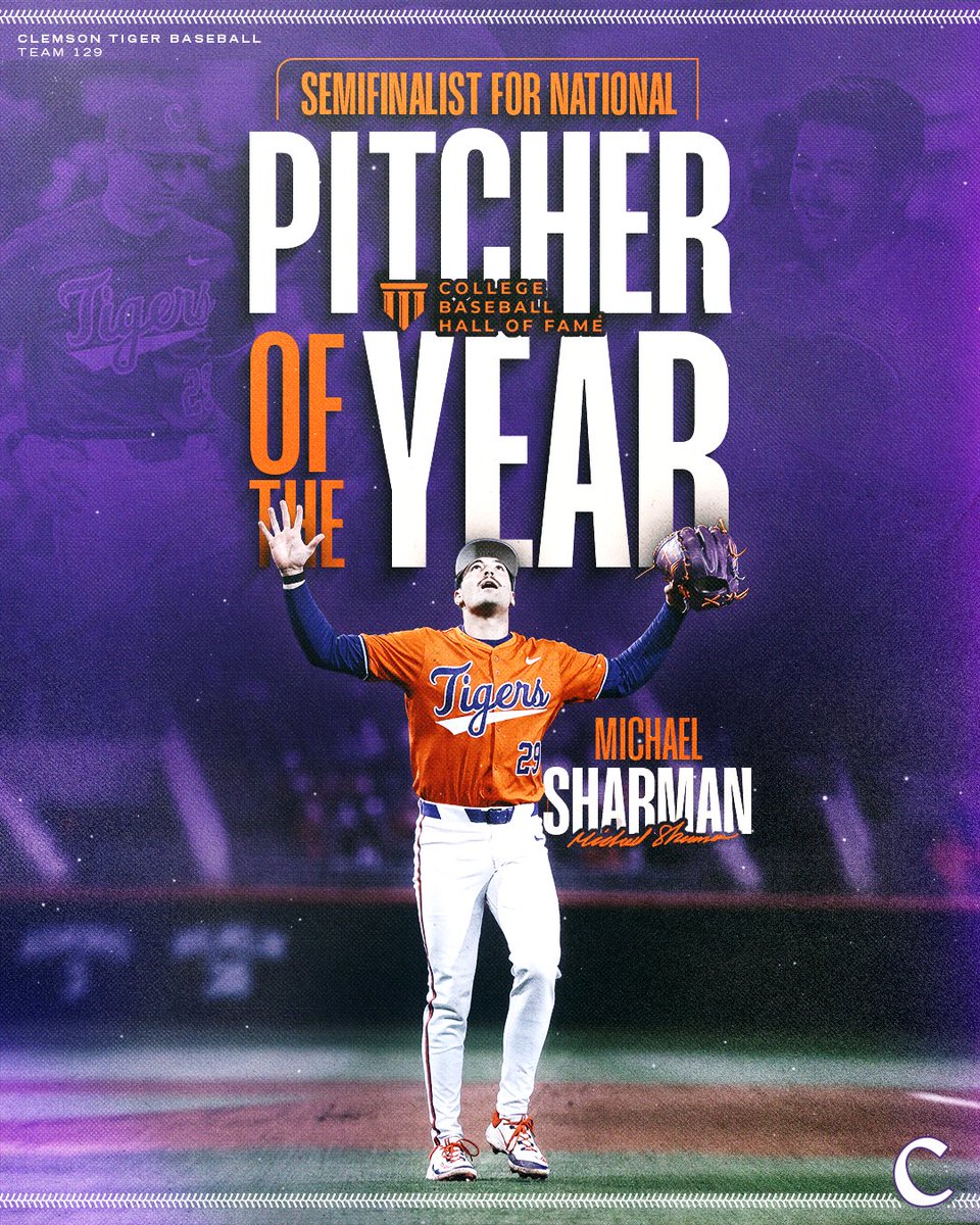 ClemsonBaseball's tweet photo. Another well-deserved honor for our guy, @MichaelSharman7. 👏 https://t.co/l4XQP3MuL2