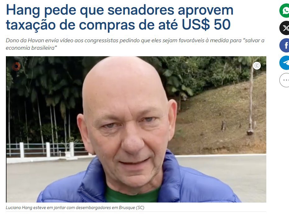 Se diz contra imposto mas fez pressão para o congresso aprovar a “taxa das blusinhas”