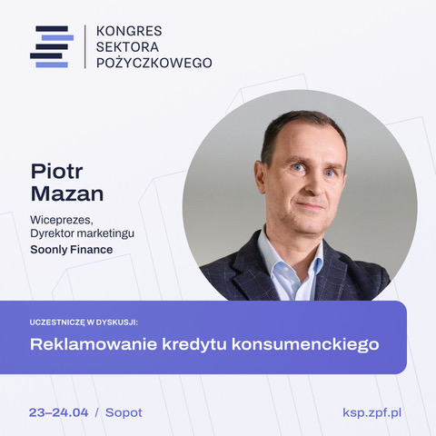 soonlyfinance's tweet photo. 📈 Reklamowanie kredytu konsumenckiego – co się zmienia?

🎤 Podczas Kongresu Sektora Pożyczkowego przyjrzymy się temu, jak nowe regulacje wpływają na komunikację w branży. W tej dyskusji nie zabraknie Piotra Mazana – Wiceprezesa i Dyrektora Marketingu #SoonlyFinance. 

🧩 Będzie o trendach, zmianach i kierunkach, które już teraz zaczynają kształtować rynek – teoria i praktyka od kuchni, z ust tych, co naprawdę się na tym znają.

👀 Szykuje się ciekawa i wciągający dyskusja - tak samo jak pozostałe, w których będą brać udział #NasiLudzie. Na pewno opublikujemy z nich relacje, obserwujcie nas!

#KSP2026 #ZPF #SektorPożyczkowy #Finanse #Trendy #Biznes #Rozwój #Dyskusja