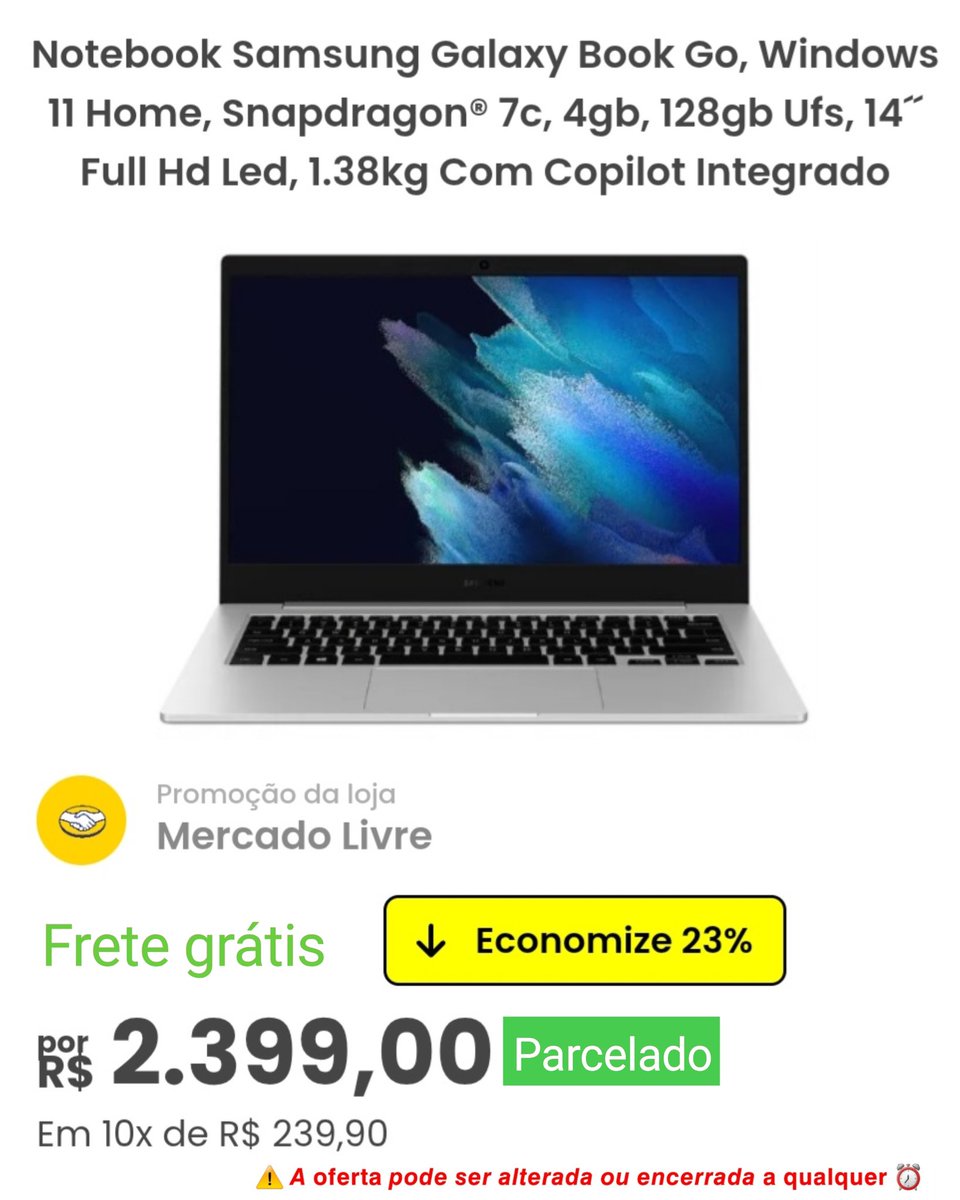 Promocaodehoje1's tweet image. LINK
promocaodehoje.com.br/produto/p/K2PS…
.
Vendido por MERCADO LIVRE
.
#notebook #samsung #mercadolivre #anuncio #promocaodehoje #ofertas #menorpreco