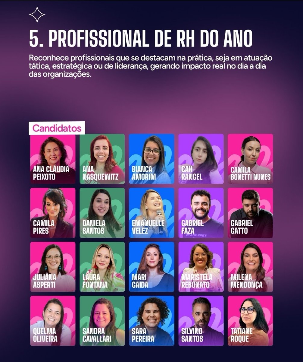 Dia de final de BBB = dia de votação 👀🔥

E já que você vai votar hoje…
me ajuda também? 😄

Fui indicada, entrei para o ranking e agora é votação no RH Awards 🥹✨
👉 5ª categoria: Profissional de RH do Ano
(1 voto por dia, hein!) Até dia 28/04.

award.rhsummit.com/?rc=0JSCVh8qDO…⁠�