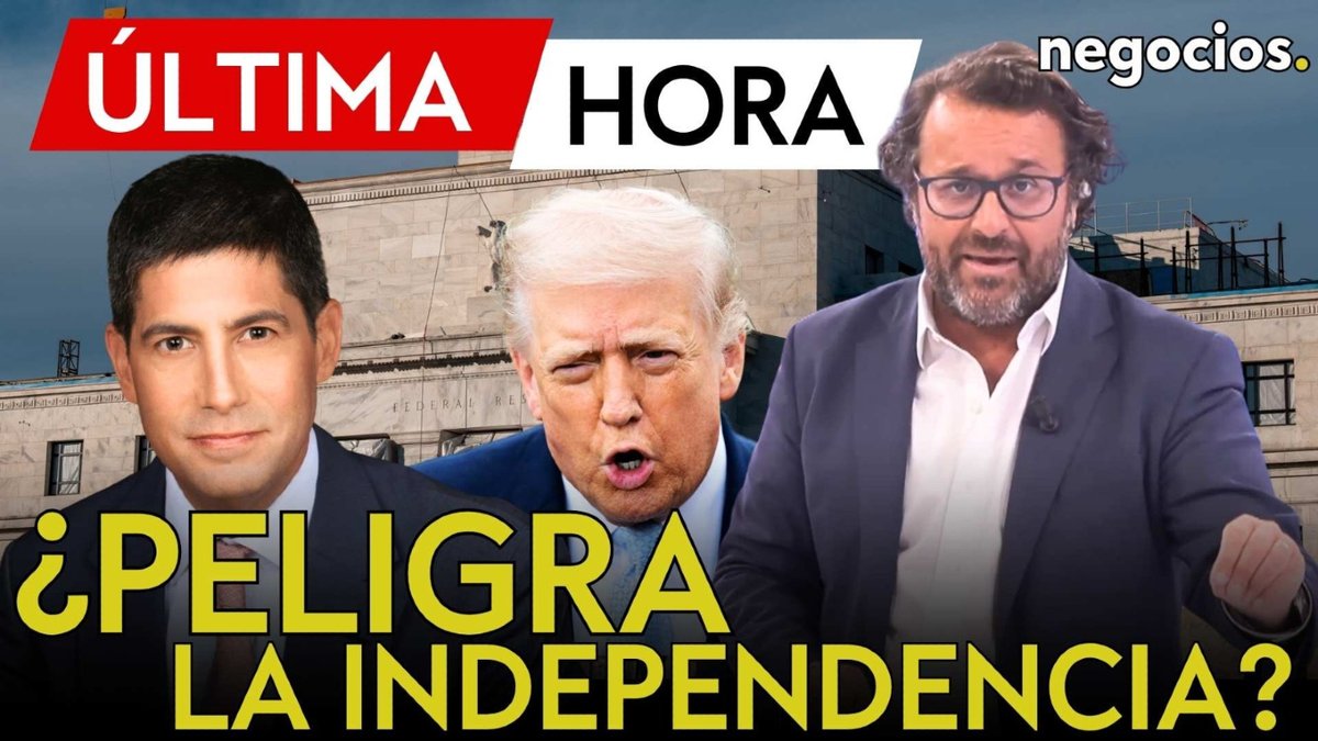 negocios_tv's tweet image. ÚLTIMA HORA | ¿Peligra la independencia de la Fed? La maniobra política que asusta a los inversores

youtu.be/MdMmouiDp1E

#ultimahora #fed #reservafederal #trump #kevinwarsh #jeromepowell #economia #eeuu #tiposdeinteres #dolar #inflacion #wallstreet #noticias #negociostv