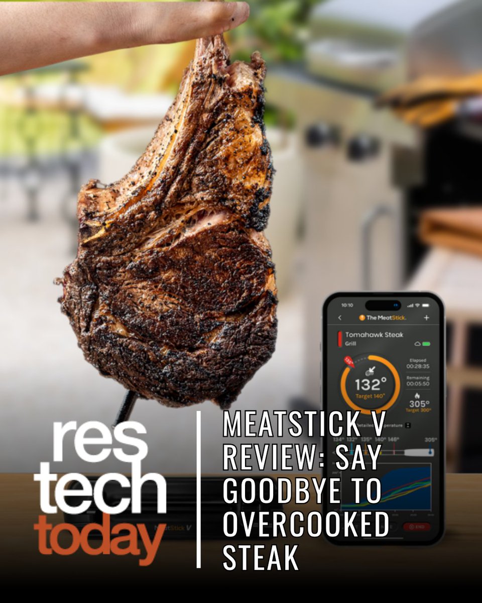 ResTechToday's tweet image. The MeatStick V is a wireless thermometer designed to solve one of cooking’s biggest frustrations: maintaining accurate temperature readings during high-heat searing. 

Learn more: restechtoday.com/meatstick-v-re…

#meatthermometer #smartkitchen #smarthome #meatstickv #kitchen