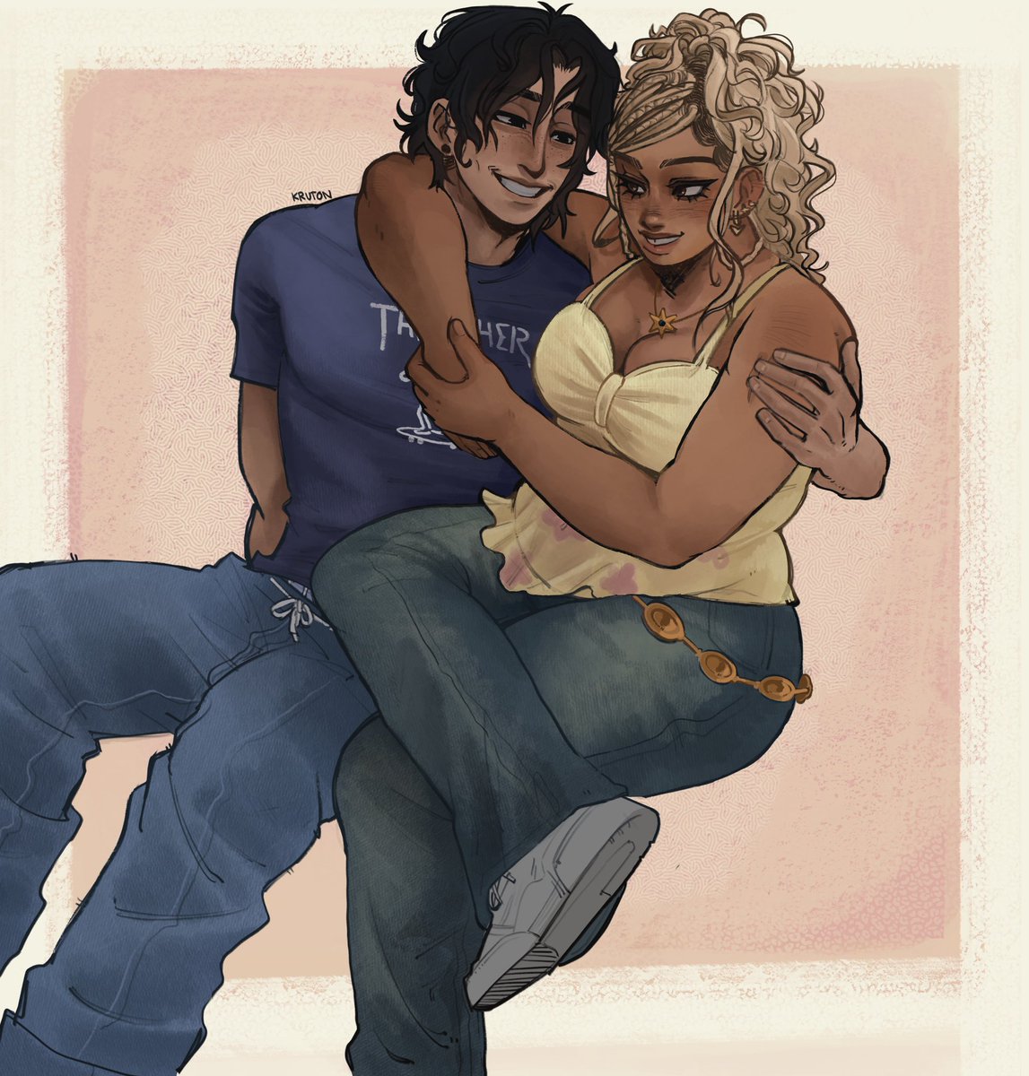 kaisfall's tweet image. the campus’ best couple ☀️ 

🎨: Kruton349275 

— #acai #yumetwt #yumeship #portgasdace #optwt #starfire ☆ ঌ
