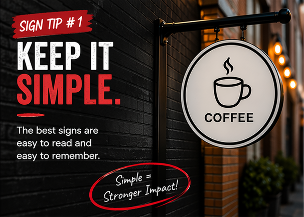 signaramaEDM's tweet photo. Less is more 👀
Clear, simple signage = stronger impact.
#SignTips #KeepItSimple https://t.co/OAya1OnOsQ
