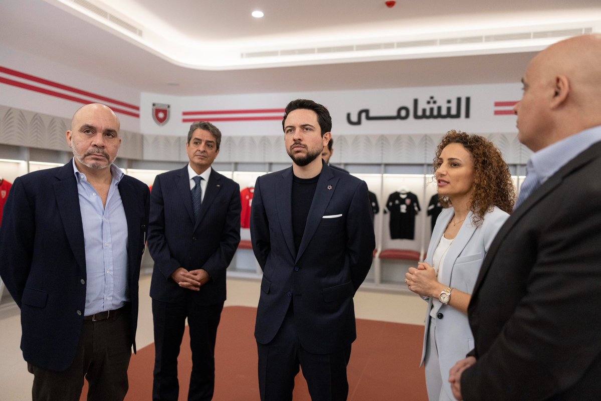 RHCJO's tweet image. His Royal Highness Crown Prince Al Hussein inspects the recently established Nashama Training Centre at Al Hussein Youth City, which comprises a medical clinic, recovery room, fitness centre, and facilities for athletes.
#Jordan