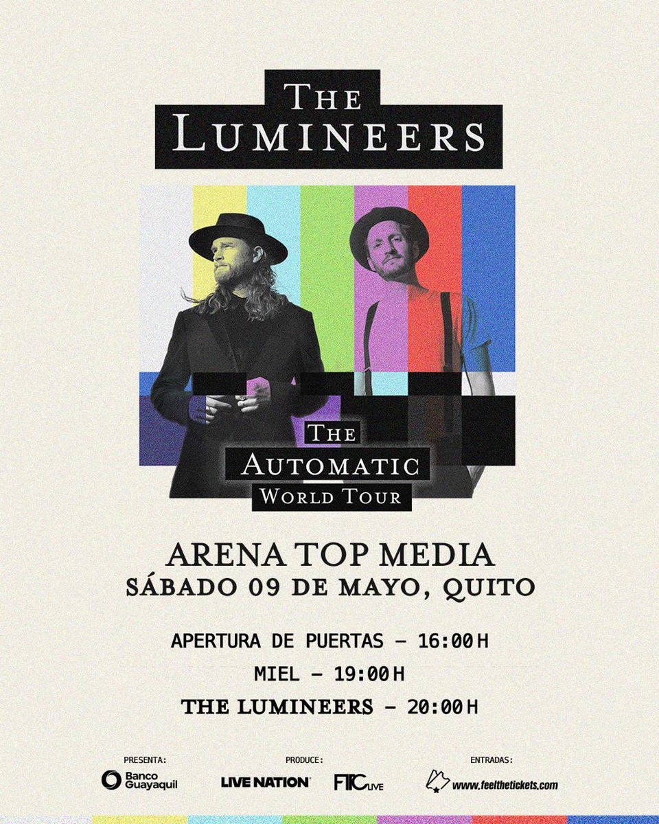 feelthetickets's tweet photo. 🚨 ¡Todo listo para una noche inolvidable! 🚨
No te preocupes por el toque de queda 🙌
El evento contará con todas las facilidades para que disfrutes con tranquilidad y seguridad 💛

🎶 Te presentamos los horarios del concierto de The Lumineers 🎶

📆 Sábado 9 de Mayo https://t.co/B9uWOmdcby